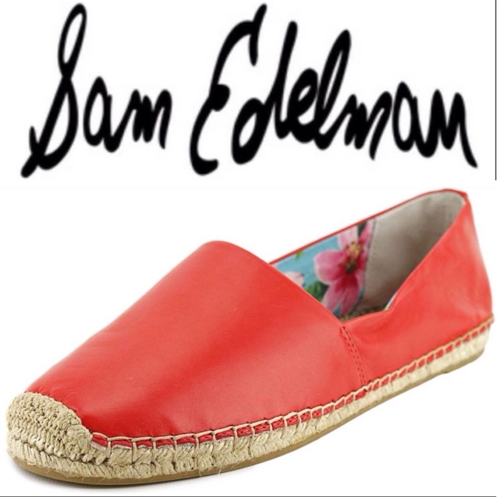 ❌Sam Edelman Red Leather Almond Toe Espadrilles - Picture 2 of 6